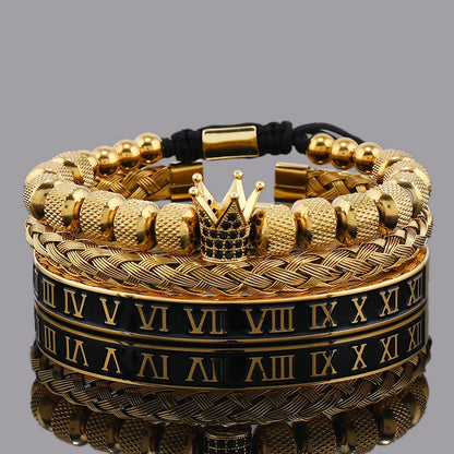 Luxury Crown Charm Bracelet Set - Stainless Steel Bangles for Men  Women Valentines Day Gift - ZOOMNSTORE