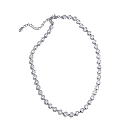 Yhpup Exquisite Colorful Cubic Zirconia Luxury Cast Chain Necklace Bracelet for Women Stainless Steel Waterproof Jewelry Gift - ZOOMNSTORE