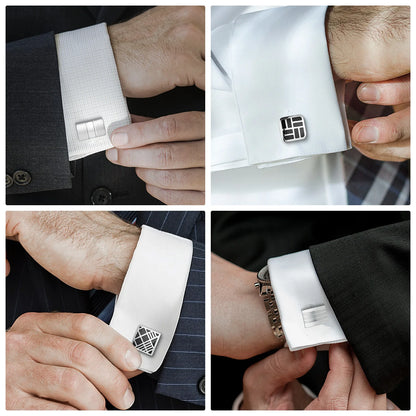 Luxury Cufflinks Set for Men - 4 Pairs Wedding Groomsmen Gift with Box - ZOOMNSTORE