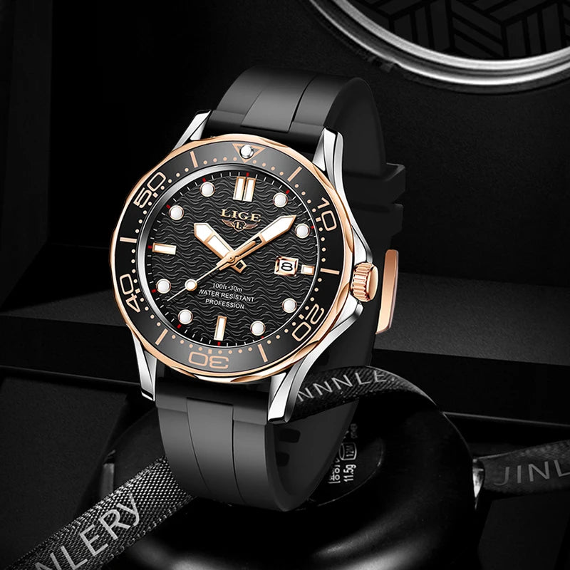 LIGE 2025 Luxury Mens Dive Watch - Waterproof Sport Watch with Date  Box - ZOOMNSTORE