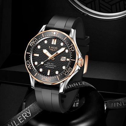 LIGE 2025 Luxury Mens Dive Watch - Waterproof Sport Watch with Date  Box - ZOOMNSTORE