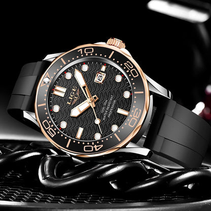 LIGE 2025 Luxury Mens Dive Watch - Waterproof Sport Watch with Date  Box - ZOOMNSTORE