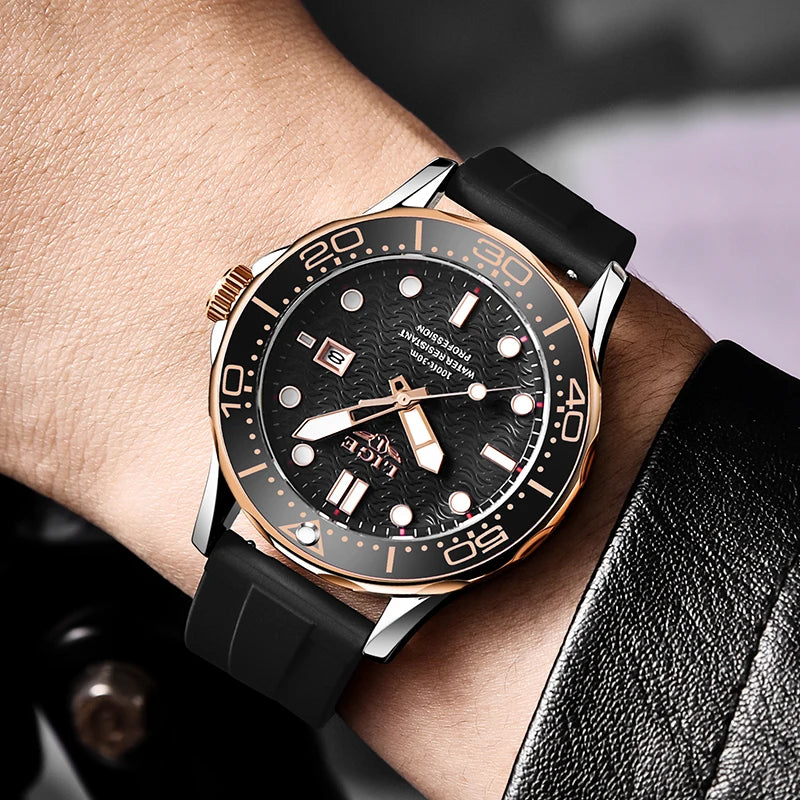 LIGE 2025 Luxury Mens Dive Watch - Waterproof Sport Watch with Date  Box - ZOOMNSTORE