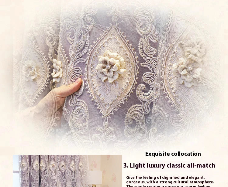 Luxury Embroidered Curtains - Vintage Style Floral Window Drapes With 3D Relief Pattern - ZOOMNSTORE