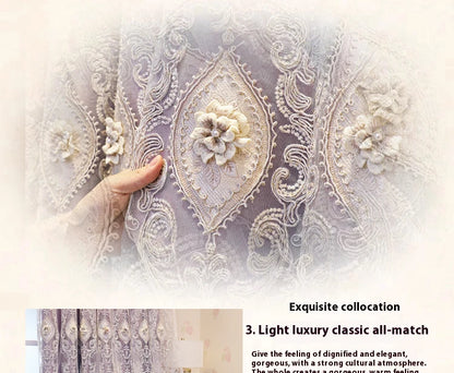 Luxury Embroidered Curtains - Vintage Style Floral Window Drapes With 3D Relief Pattern - ZOOMNSTORE