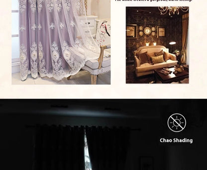 Luxury Embroidered Curtains - Vintage Style Floral Window Drapes With 3D Relief Pattern - ZOOMNSTORE