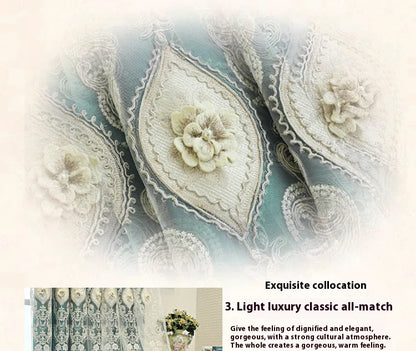 Luxury Embroidered Curtains - Vintage Style Floral Window Drapes With 3D Relief Pattern - ZOOMNSTORE