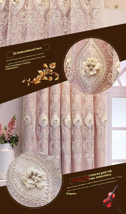 Luxury Embroidered Curtains - Vintage Style Floral Window Drapes With 3D Relief Pattern - ZOOMNSTORE