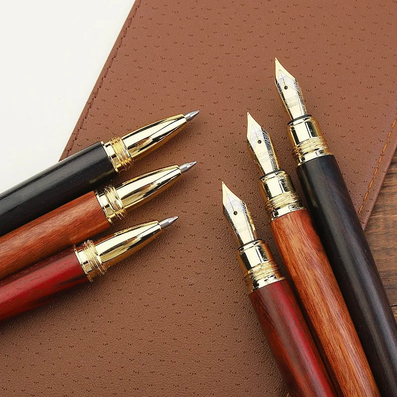 Luxury Fountain Pen - Elegant Wooden Brass Ink Pen for Calligraphy and Signature Writing - ZOOMNSTORE