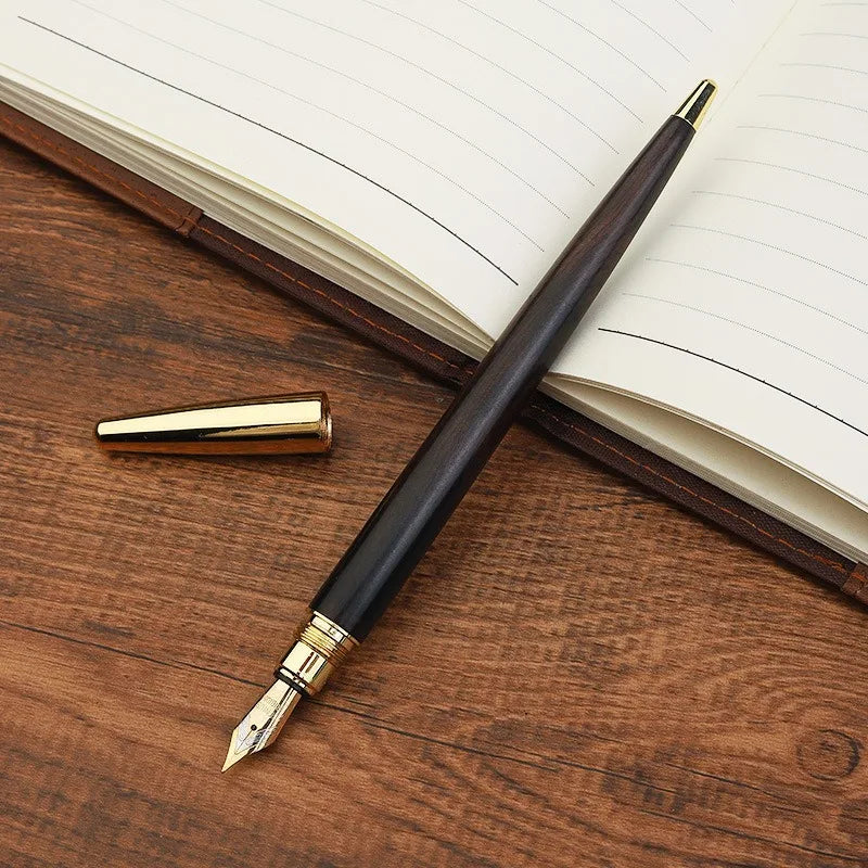 Luxury Fountain Pen - Elegant Wooden Brass Ink Pen for Calligraphy and Signature Writing - ZOOMNSTORE