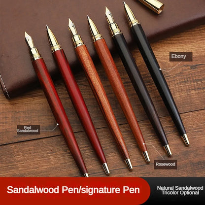 Luxury Fountain Pen - Elegant Wooden Brass Ink Pen for Calligraphy and Signature Writing - ZOOMNSTORE