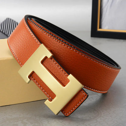 Genuine Leather Belt - Luxury Mens Fashion Belt 38cm Width - ZOOMNSTORE