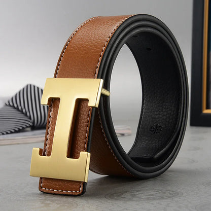 Genuine Leather Belt - Luxury Mens Fashion Belt 38cm Width - ZOOMNSTORE
