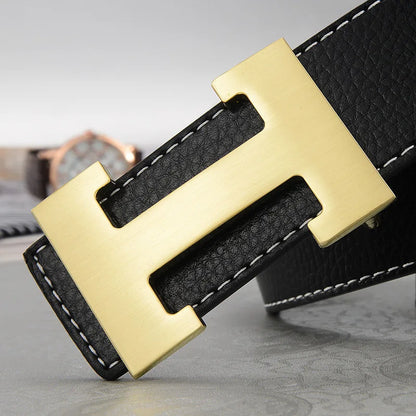 Genuine Leather Belt - Luxury Mens Fashion Belt 38cm Width - ZOOMNSTORE