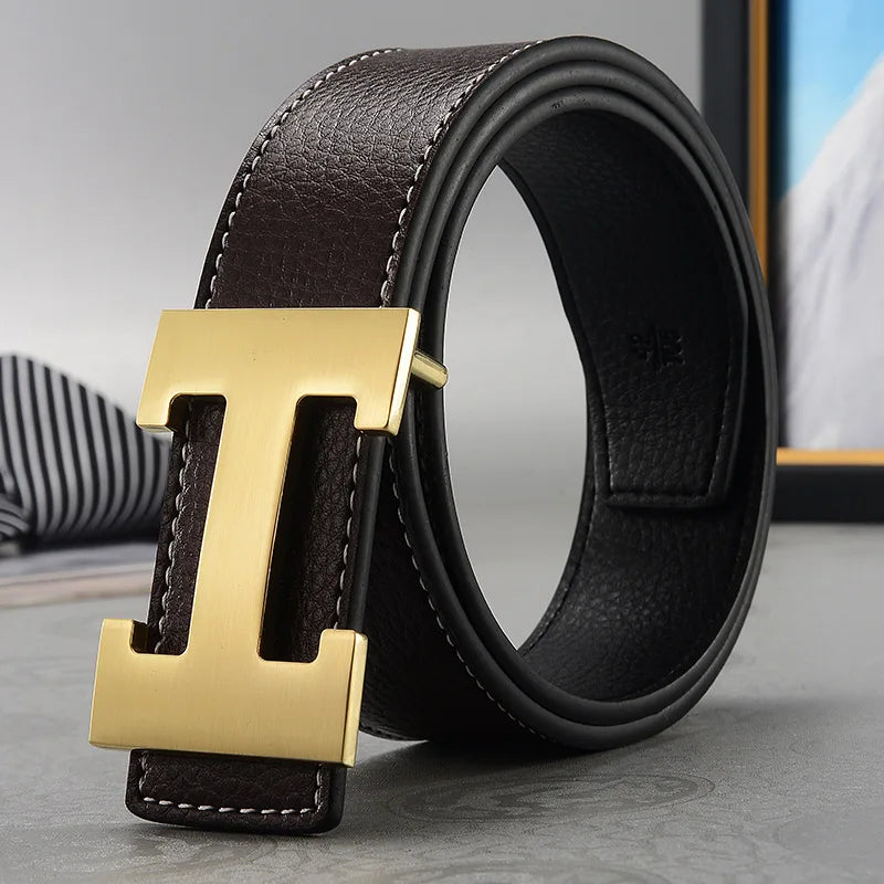 Genuine Leather Belt - Luxury Mens Fashion Belt 38cm Width - ZOOMNSTORE