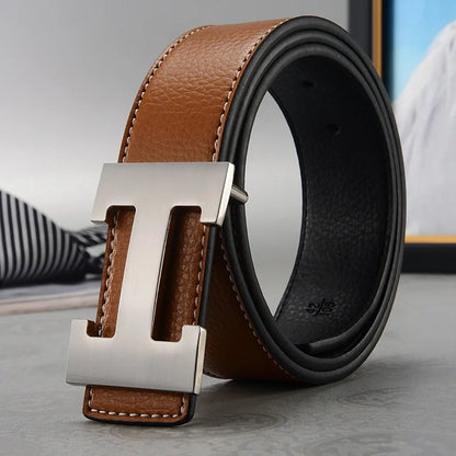 Genuine Leather Belt - Luxury Mens Fashion Belt 38cm Width - ZOOMNSTORE