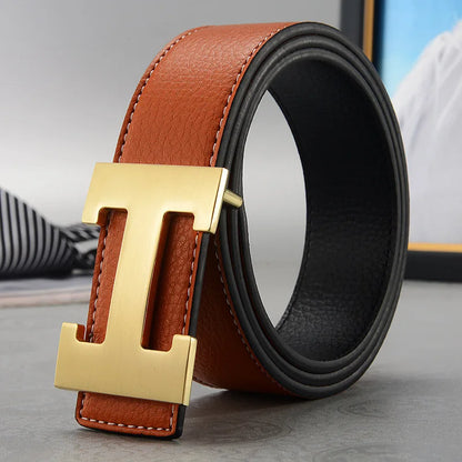 Genuine Leather Belt - Luxury Mens Fashion Belt 38cm Width - ZOOMNSTORE