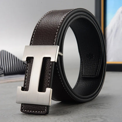 Genuine Leather Belt - Luxury Mens Fashion Belt 38cm Width - ZOOMNSTORE