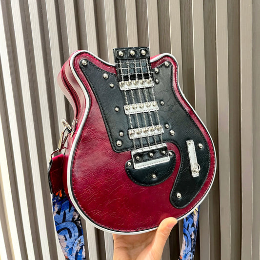 Luxury Leather Crossbody Handbag - Handmade Guitar Shape Purse for Women - ZOOMNSTORE