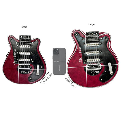 Luxury Leather Crossbody Handbag - Handmade Guitar Shape Purse for Women - ZOOMNSTORE