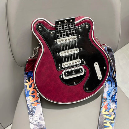 Luxury Leather Crossbody Handbag - Handmade Guitar Shape Purse for Women - ZOOMNSTORE