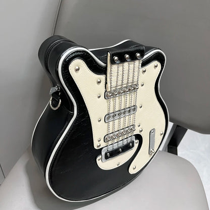 Luxury Leather Crossbody Handbag - Handmade Guitar Shape Purse for Women - ZOOMNSTORE