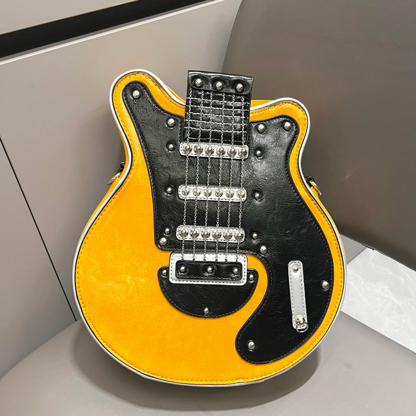 Luxury Leather Crossbody Handbag - Handmade Guitar Shape Purse for Women - ZOOMNSTORE