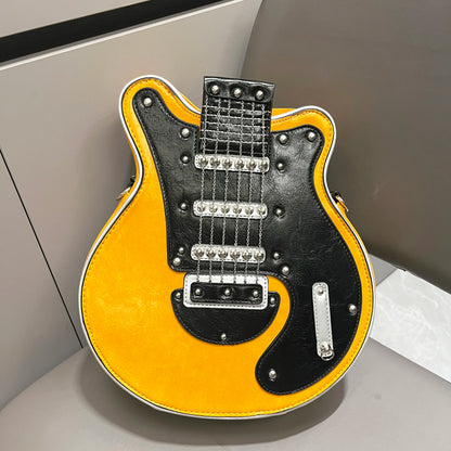 Luxury Leather Crossbody Handbag - Handmade Guitar Shape Purse for Women - ZOOMNSTORE