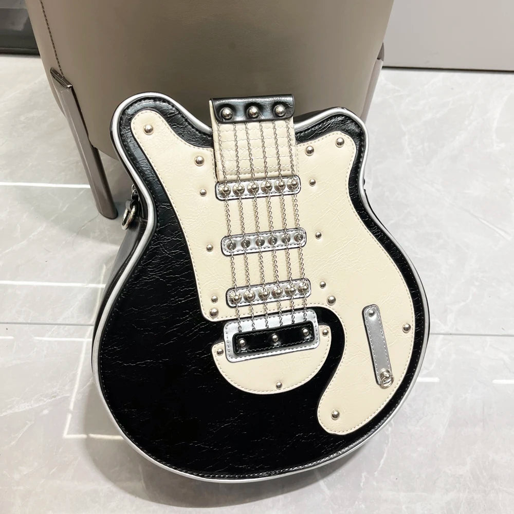 Luxury Leather Crossbody Handbag - Handmade Guitar Shape Purse for Women - ZOOMNSTORE