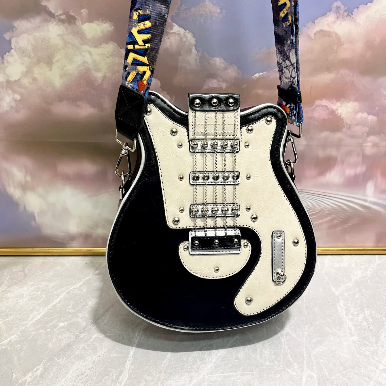 Luxury Leather Crossbody Handbag - Handmade Guitar Shape Purse for Women - ZOOMNSTORE