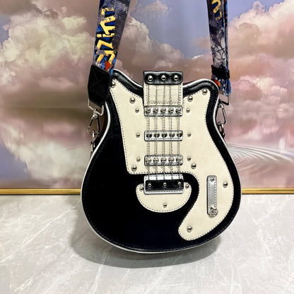 Luxury Leather Crossbody Handbag - Handmade Guitar Shape Purse for Women - ZOOMNSTORE