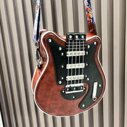 Luxury Leather Crossbody Handbag - Handmade Guitar Shape Purse for Women - ZOOMNSTORE