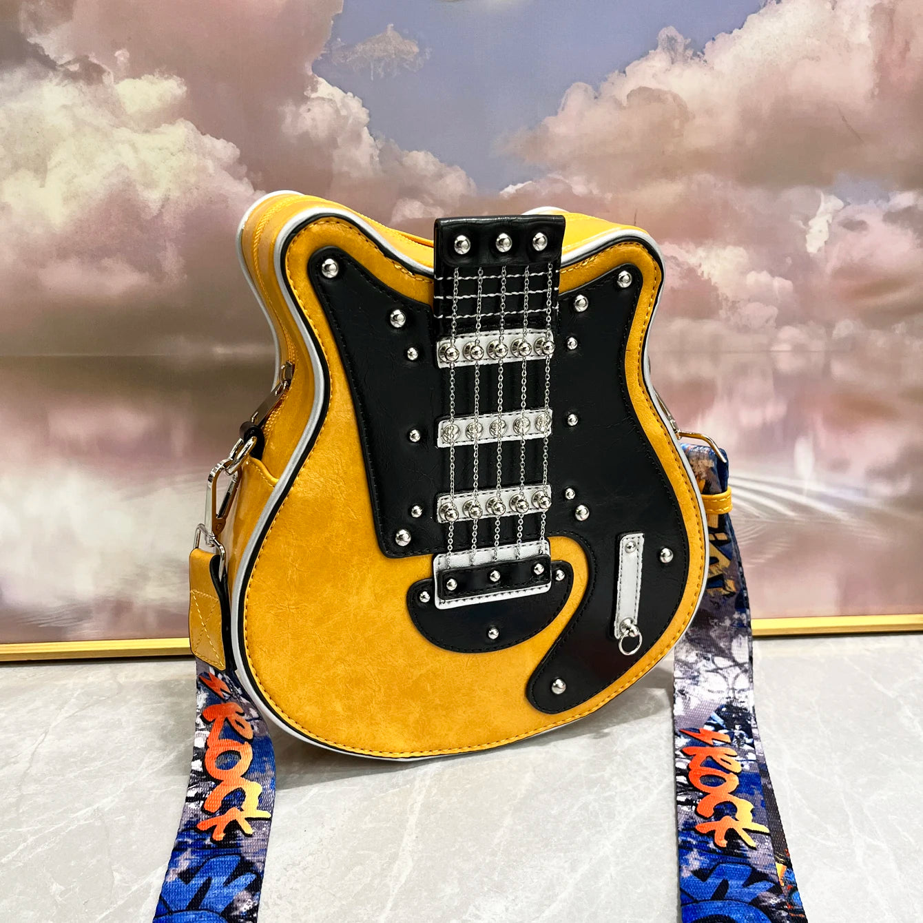 Luxury Leather Crossbody Handbag - Handmade Guitar Shape Purse for Women - ZOOMNSTORE