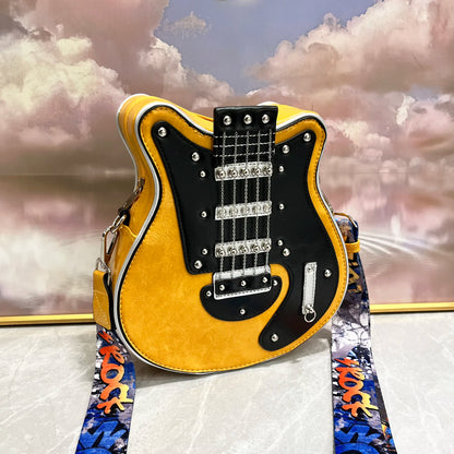 Luxury Leather Crossbody Handbag - Handmade Guitar Shape Purse for Women - ZOOMNSTORE
