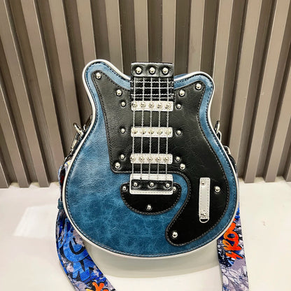 Luxury Leather Crossbody Handbag - Handmade Guitar Shape Purse for Women - ZOOMNSTORE