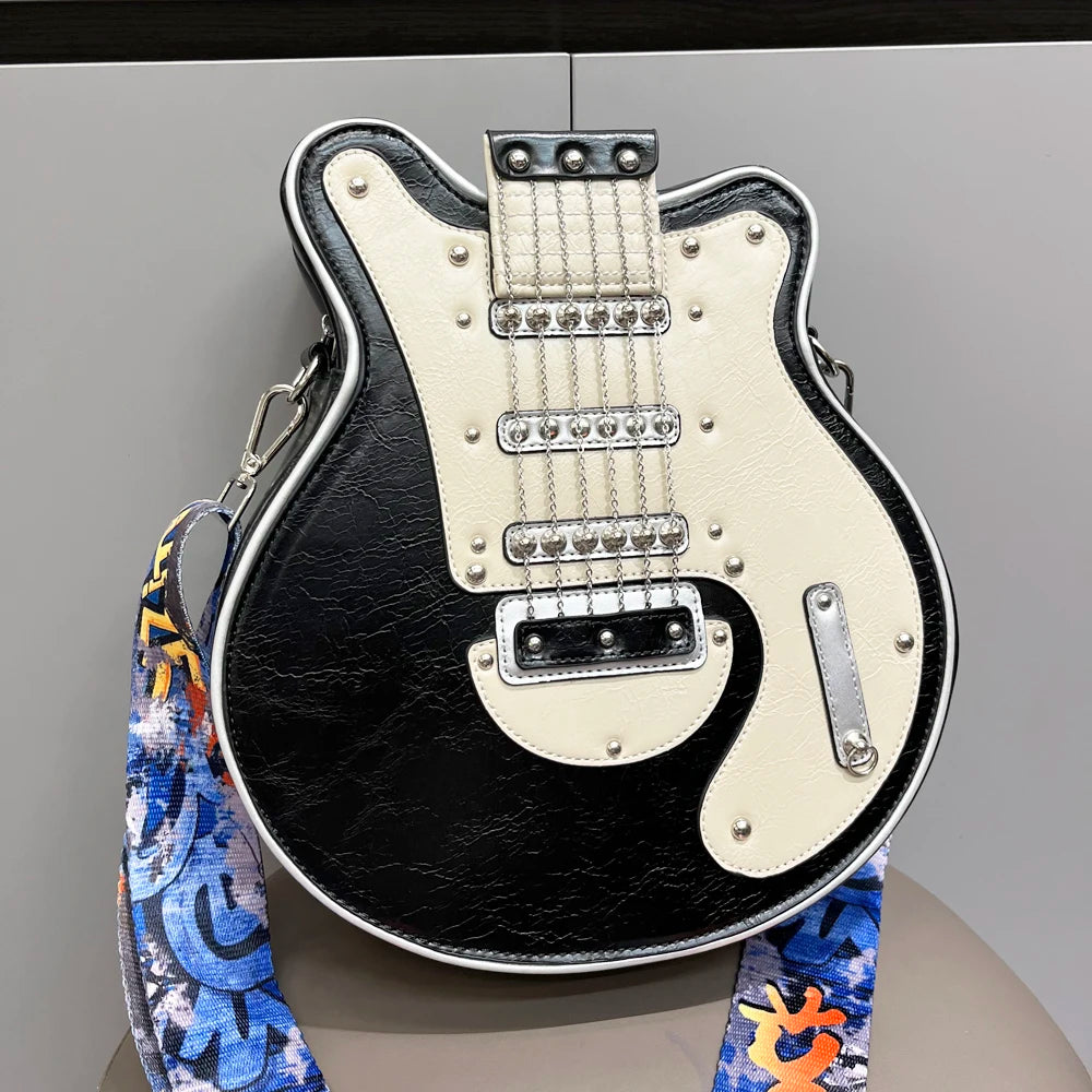 Luxury Leather Crossbody Handbag - Handmade Guitar Shape Purse for Women - ZOOMNSTORE