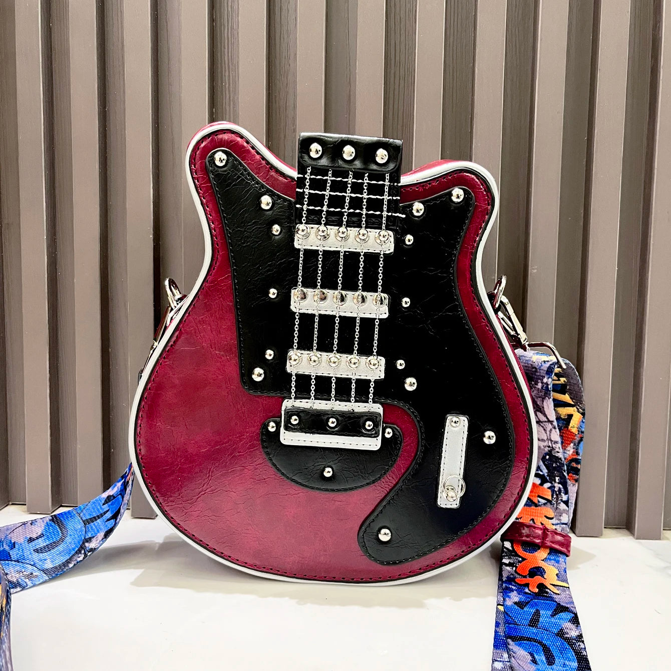 Luxury Leather Crossbody Handbag - Handmade Guitar Shape Purse for Women - ZOOMNSTORE