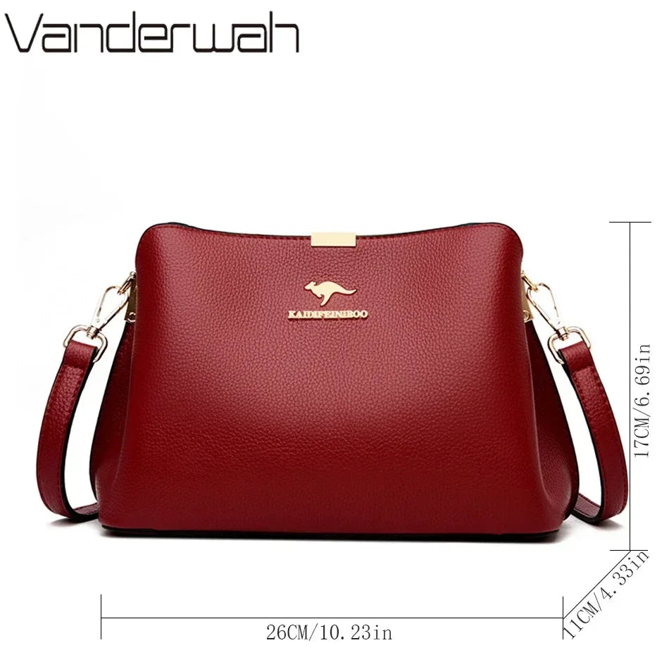 Luxury Leather Womens Handbag - Multifunctional Shoulder Messenger Bag - ZOOMNSTORE