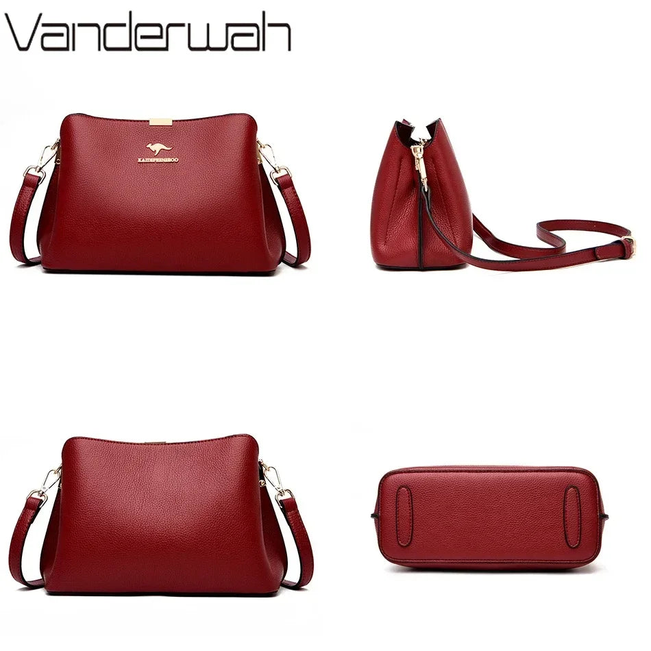 Luxury Leather Womens Handbag - Multifunctional Shoulder Messenger Bag - ZOOMNSTORE
