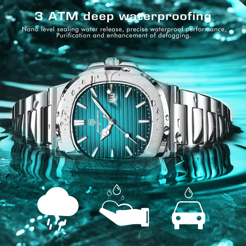 Luxury Men's Watch - Waterproof Stainless Steel Quartz Business Wristwatch With Luminous Date - ZOOMNSTORE