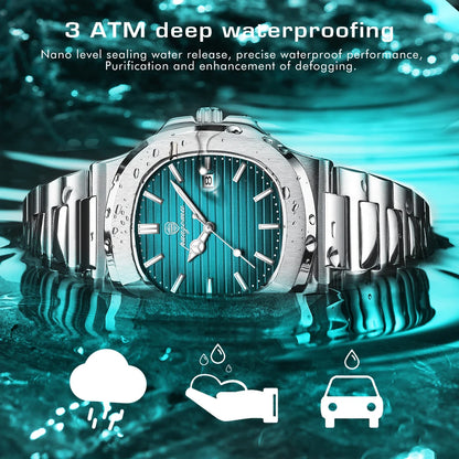 Luxury Men's Watch - Waterproof Stainless Steel Quartz Business Wristwatch With Luminous Date - ZOOMNSTORE