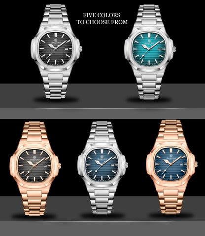 Luxury Men's Watch - Waterproof Stainless Steel Quartz Business Wristwatch With Luminous Date - ZOOMNSTORE