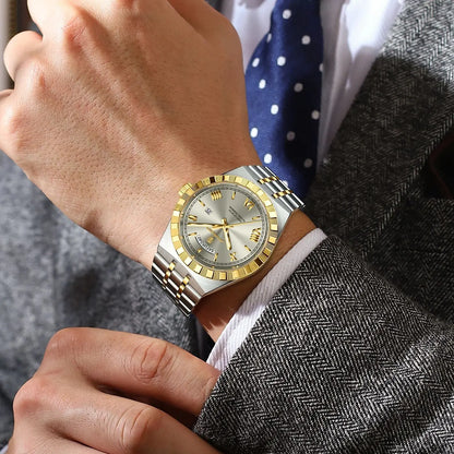 Luxury Mens Quartz Watch - Waterproof Luminous Stainless Steel Business Wristwatch - ZOOMNSTORE