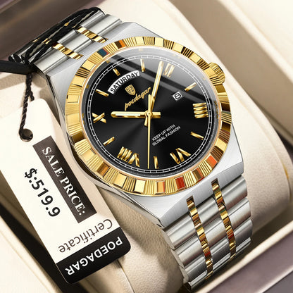 Luxury Mens Quartz Watch - Waterproof Luminous Stainless Steel Business Wristwatch - ZOOMNSTORE