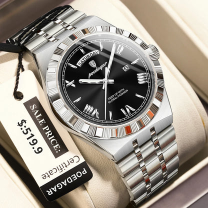 Luxury Mens Quartz Watch - Waterproof Luminous Stainless Steel Business Wristwatch - ZOOMNSTORE