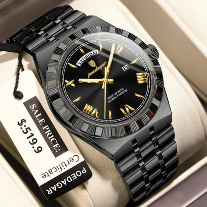 Luxury Mens Quartz Watch - Waterproof Luminous Stainless Steel Business Wristwatch - ZOOMNSTORE