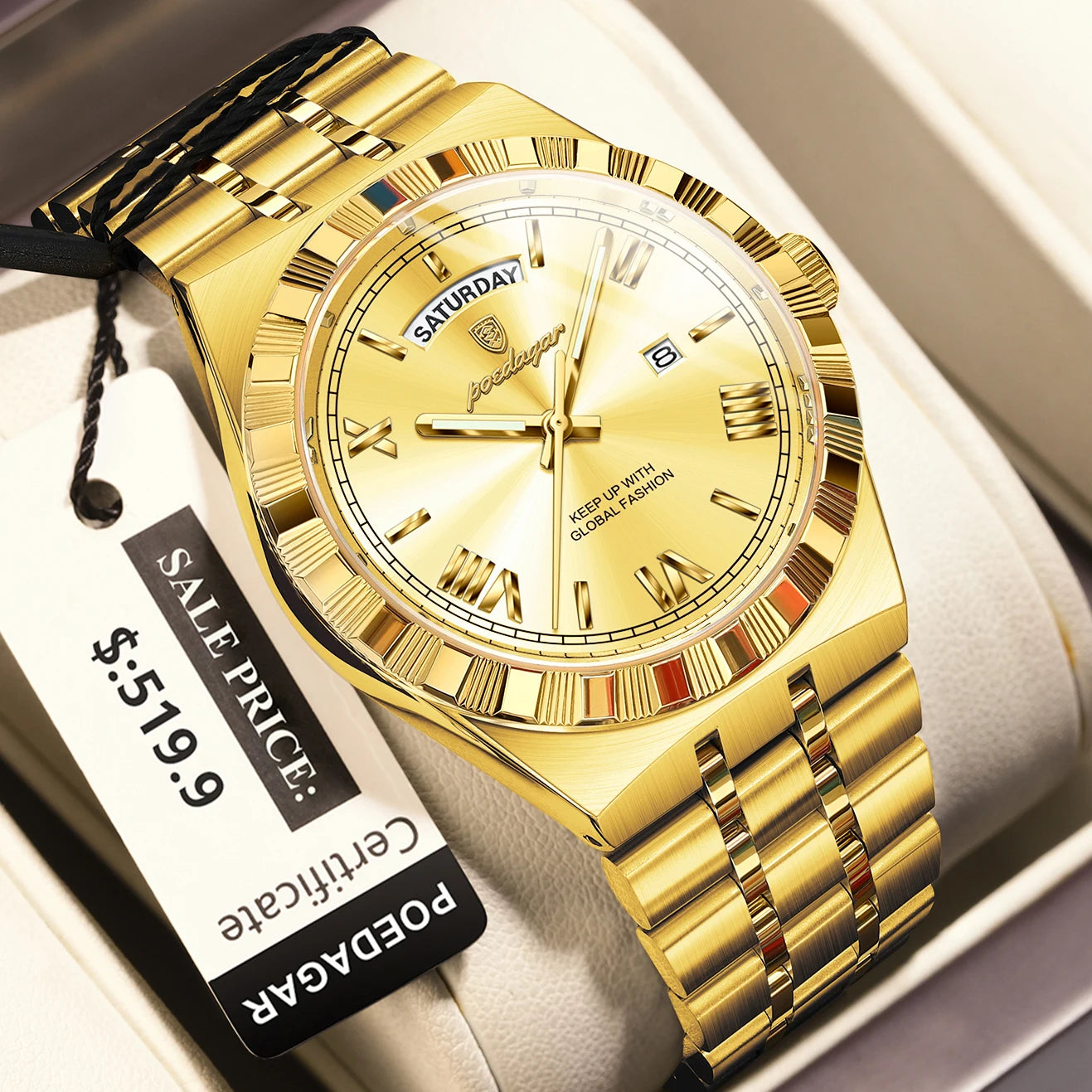 Luxury Mens Quartz Watch - Waterproof Luminous Stainless Steel Business Wristwatch - ZOOMNSTORE