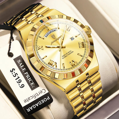 Luxury Mens Quartz Watch - Waterproof Luminous Stainless Steel Business Wristwatch - ZOOMNSTORE