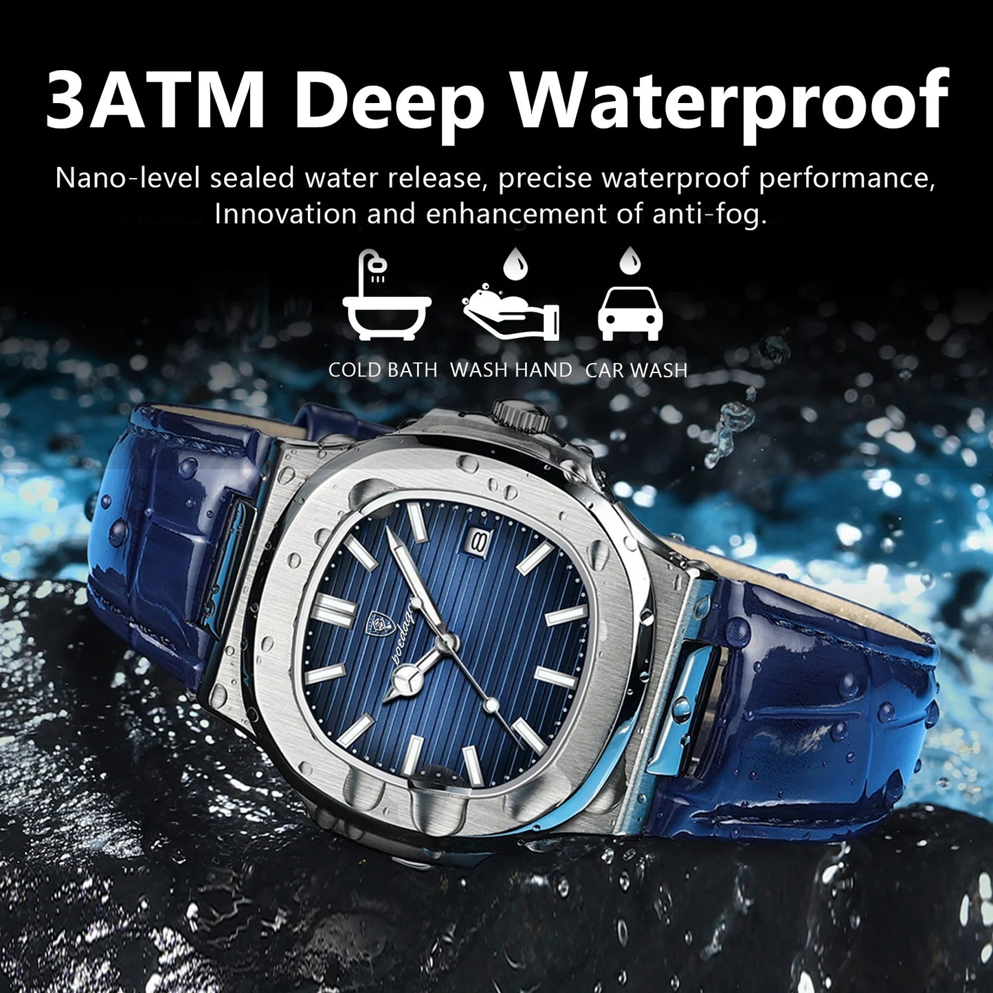 Luxury Waterproof Mens Luminous Leather Sports Watch - ZOOMNSTORE