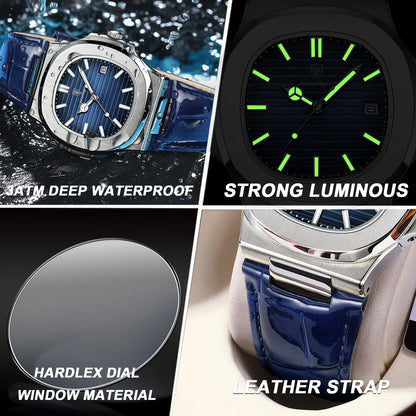 Luxury Waterproof Mens Luminous Leather Sports Watch - ZOOMNSTORE